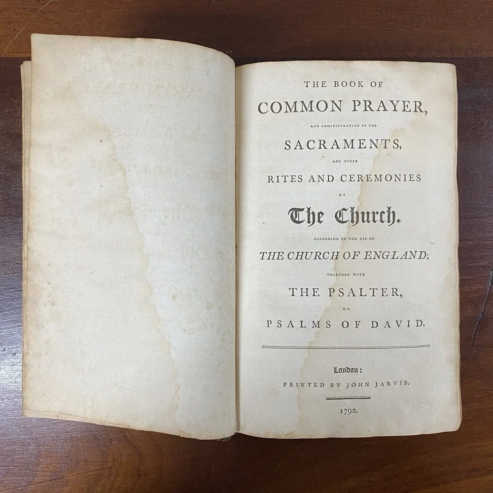 The Book of Common Prayer The Church of England Printed John Jarvis 1792 Marbled
